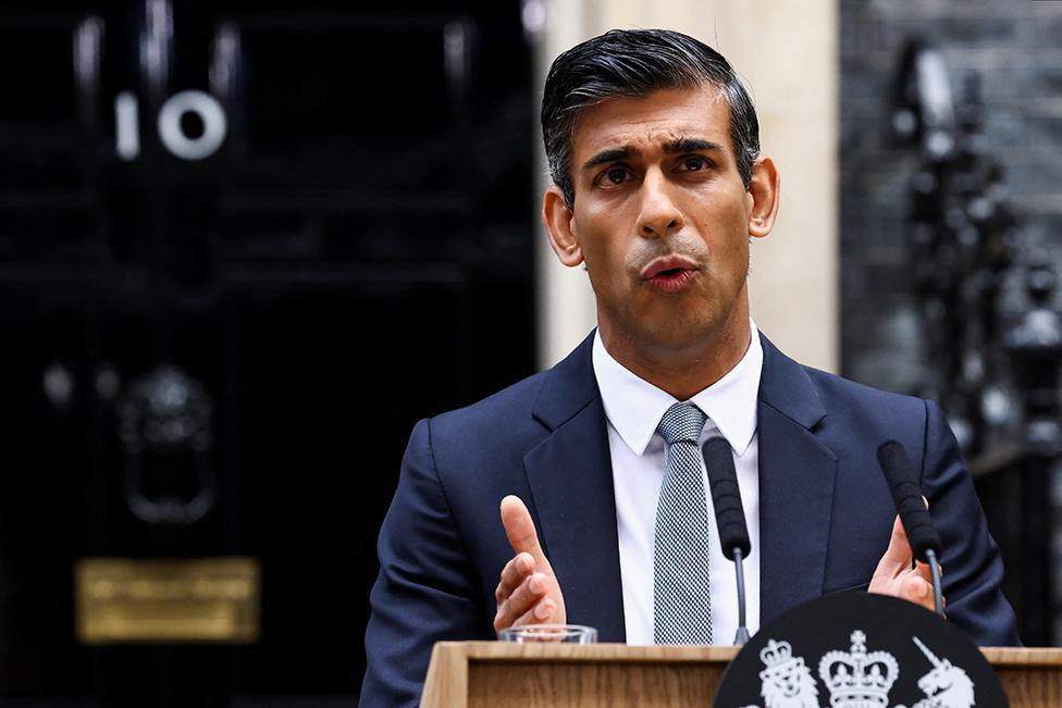 Britain's new Prime Minister Rishi Sunak speaks outside Number 10 Downing Street, in London on 25 October 2022