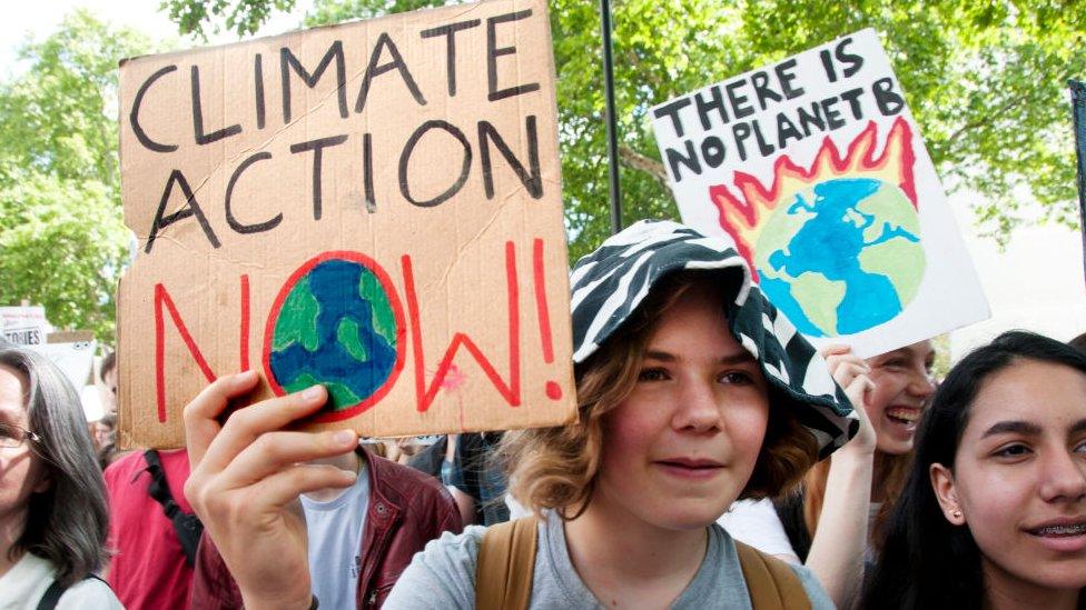 File image of a school climate strike in London