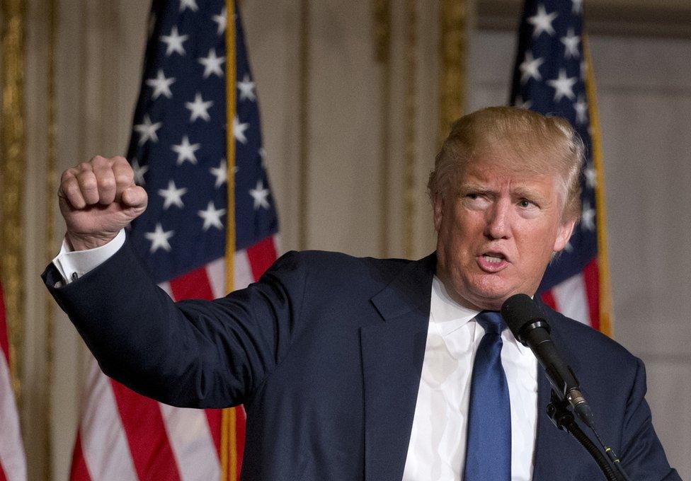 Republican presidential candidate Donald Trump speaks during the Palm Beach County GOP Lincoln Day Dinner at the Mar-A-Lago Club, Sunday, March 20, 2016, in Palm Beach, Fla