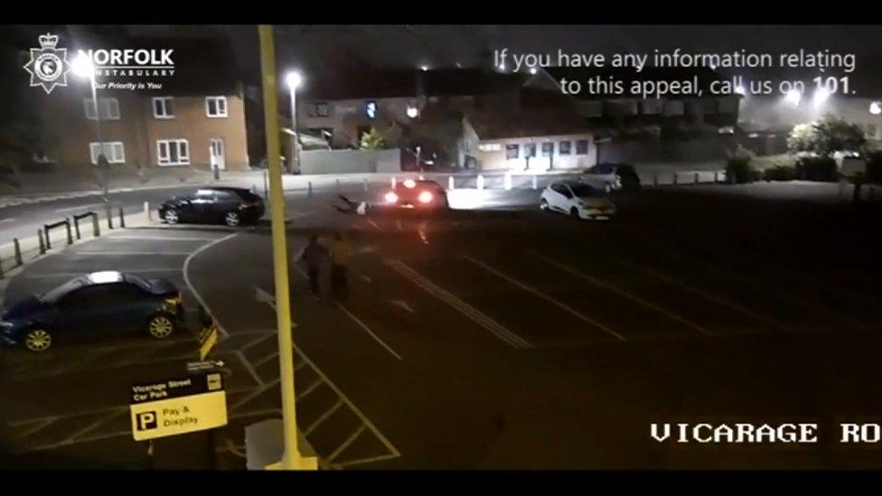 The car has knocked the victim over