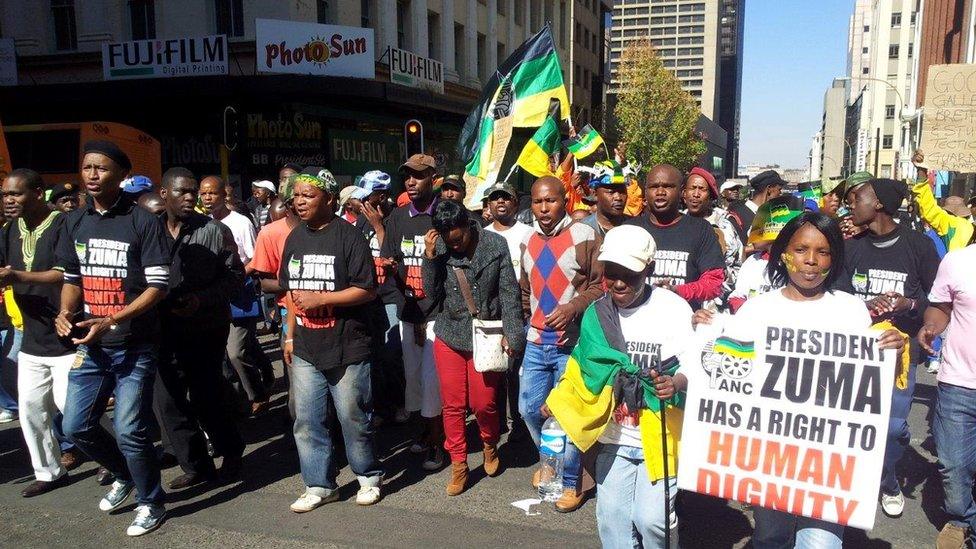 Protesters during a march in Johannesburg