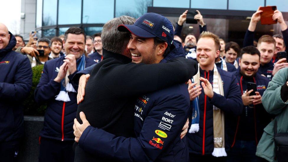 Sergio Perez and Christian Horner