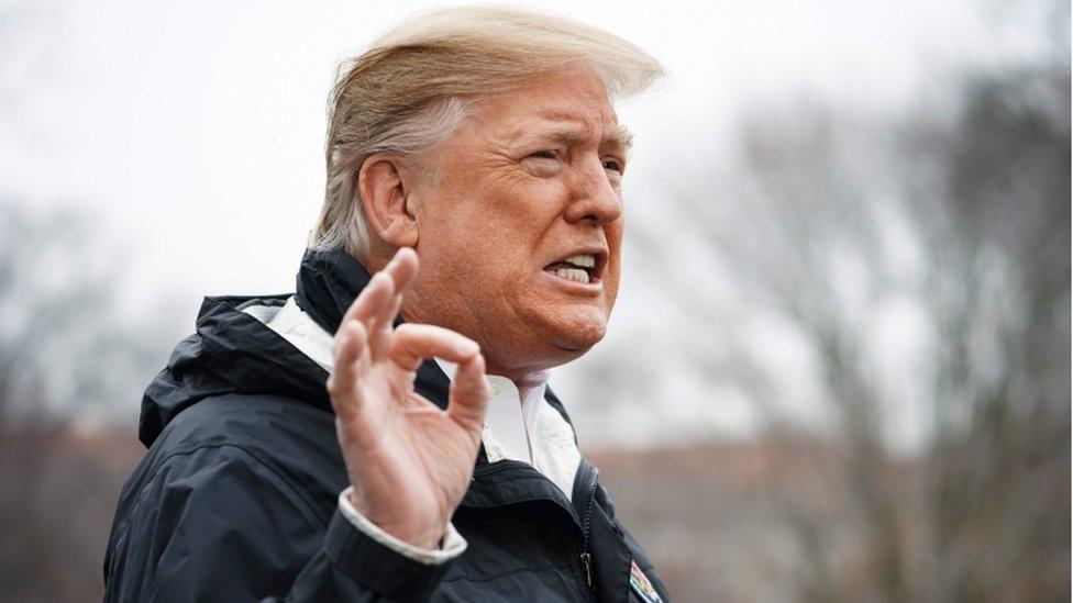 US President Donald Trump speaks to the press before boarding Marine One at the White House in Washington, DC