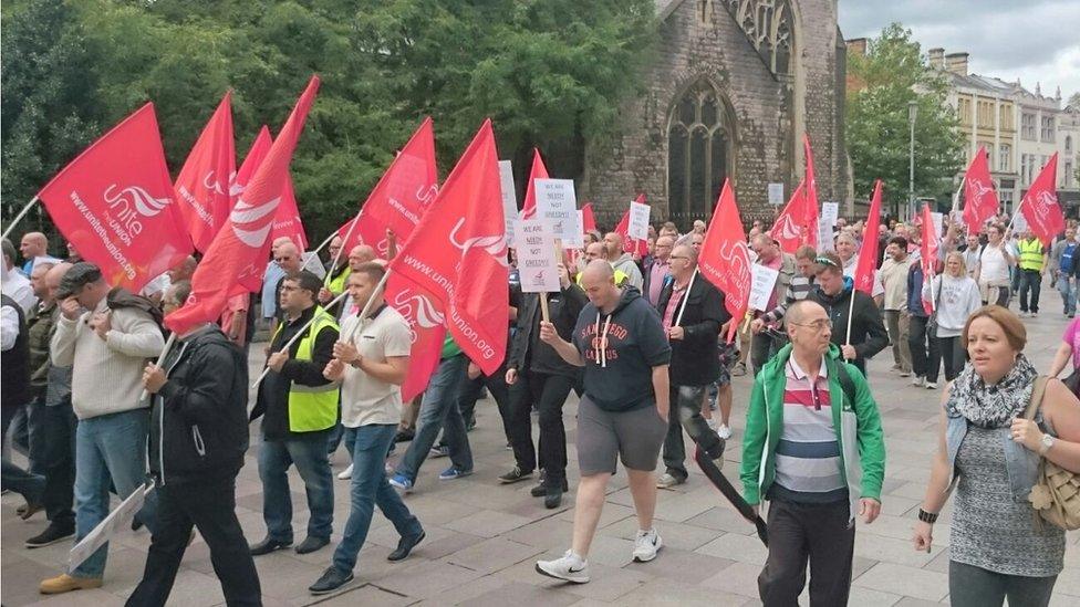 A protest march took place in Cardiff on Wednesday