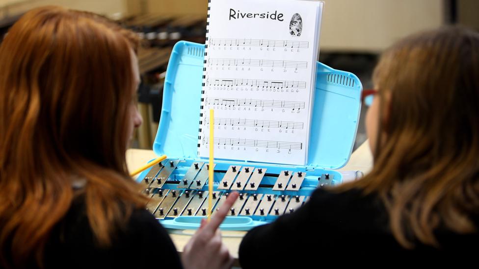 Pupils in music class