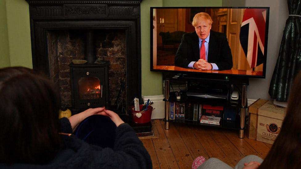 People watching Boris Johnson's televised address