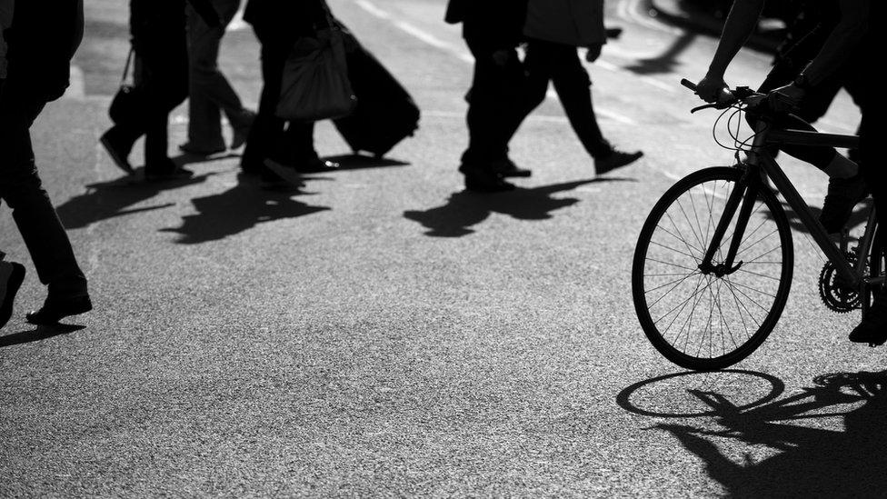 Bicycle and pedestrians