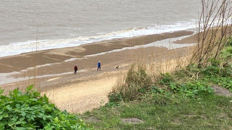 View of the Dunwich coastline from the path