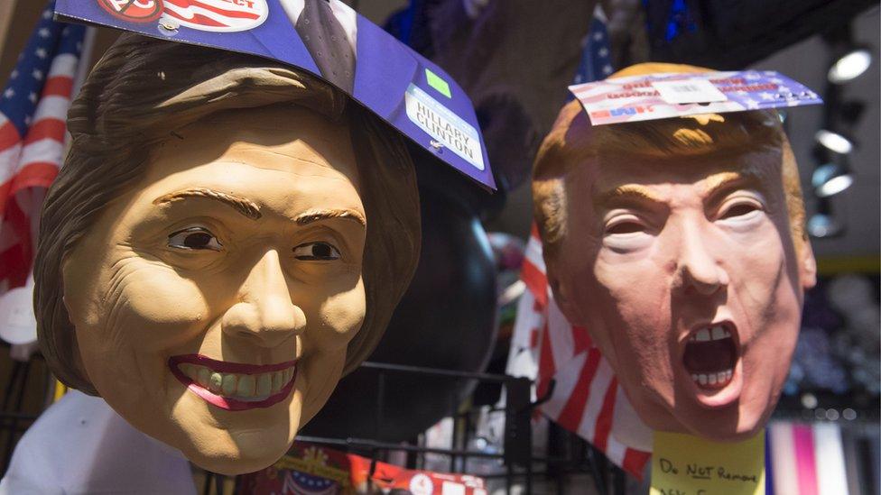 Clinton and Trump masks