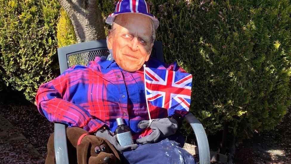 A scarecrow Prince Philip