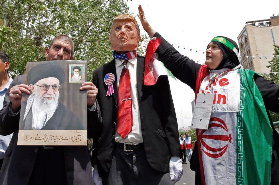 An effigy of Mr Trump seen at a May 2019 rally in Tehran