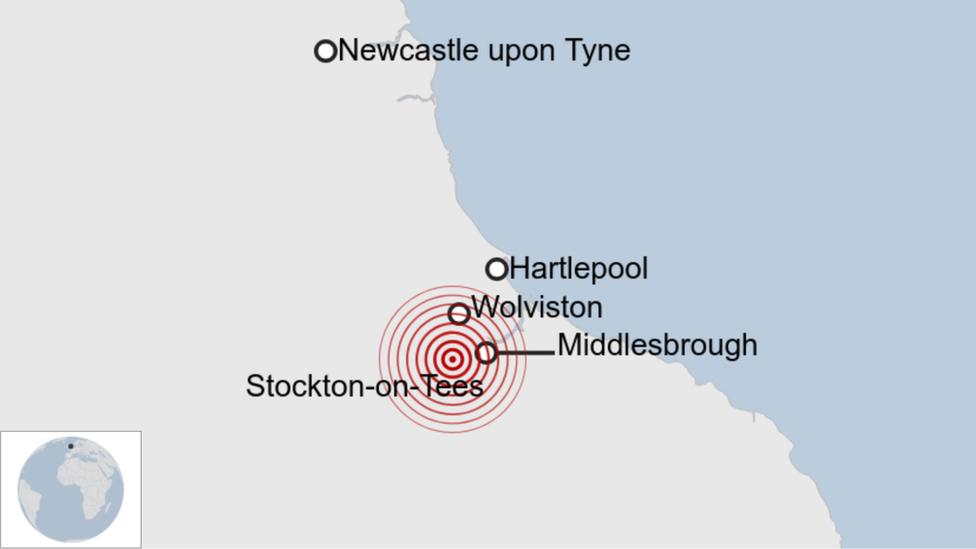 Map of the area of the earthquake