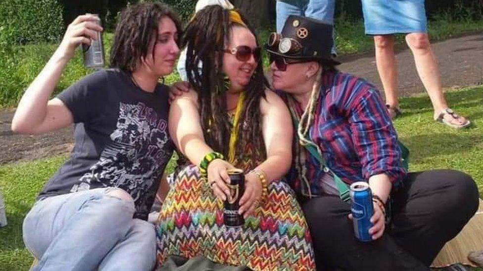 Julia, Debbie and Elaine at a festival