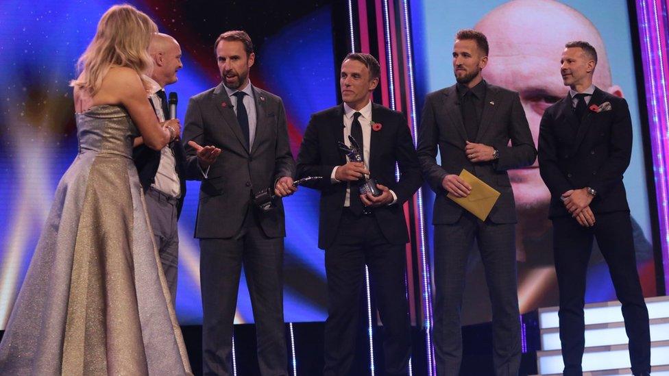 Carol Vorderman, Daniel Nicholson, Gareth Southgate, Philip Neville, Harry Kane and Ryan Giggs