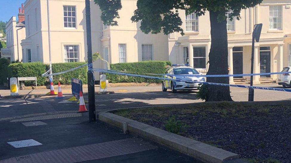 Police tape around Leam Terrace