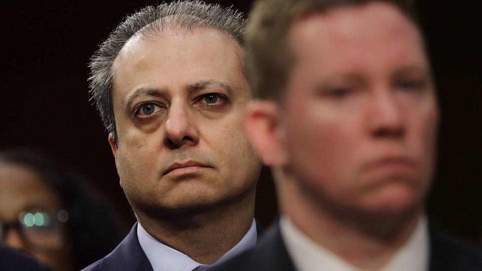 Former United States Attorney for the Southern District of New York Preet Bharara attends the Senate Intelligence Committee where FBI Director James Comey is sent to testify in the Hart Senate Office Building on Capitol Hill June 8, 2017