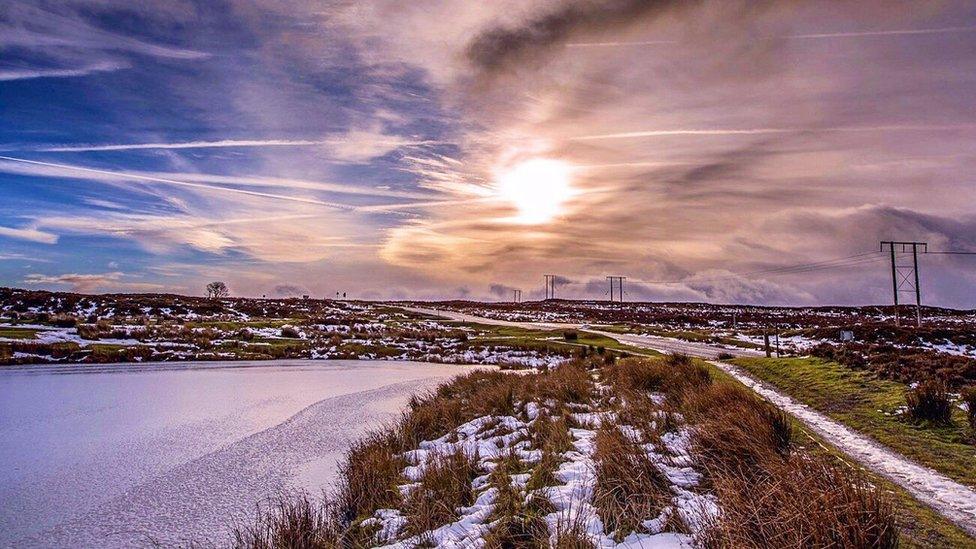 Snow and ice at the Keeper's Pond in Blaenavon