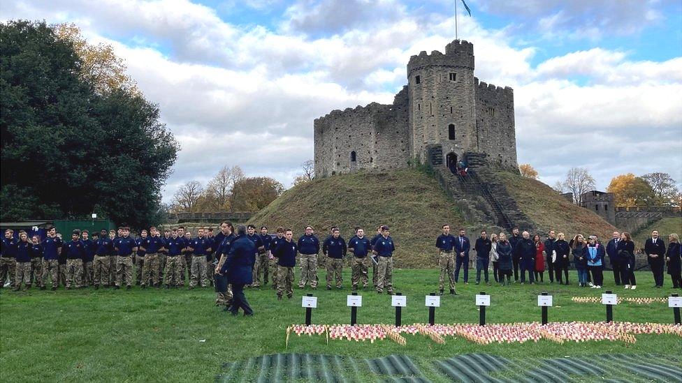 Members of the armed forces at Cardiff Castle