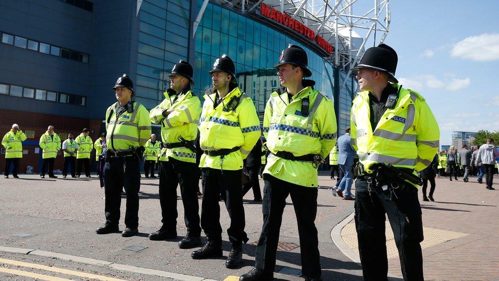 Police outside Old Trafford
