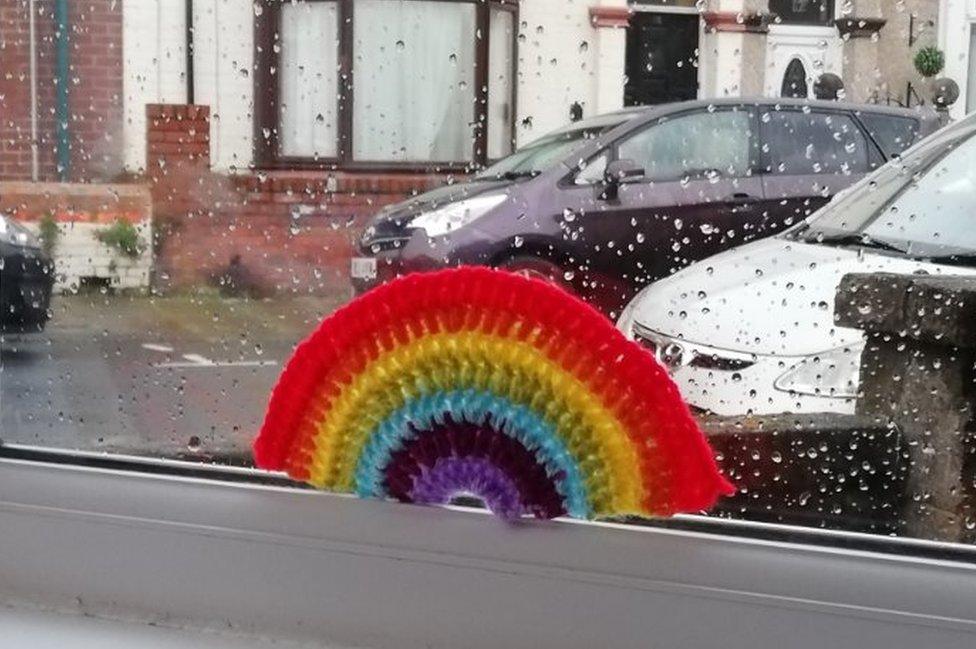 Crocheted rainbow