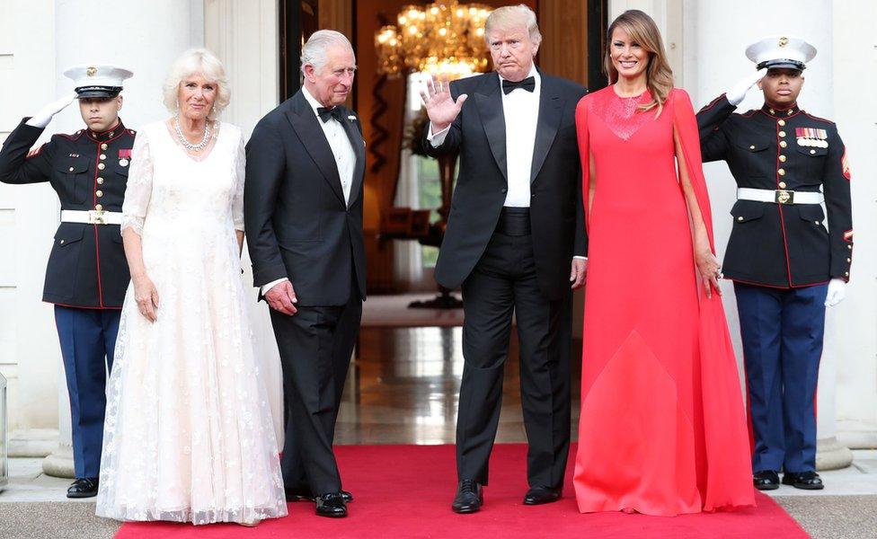 The Prince of Wales and Duchess of Cornwall joined Mr and Mrs Trump for dinner at the US ambassador's residence in Regent's Park, London