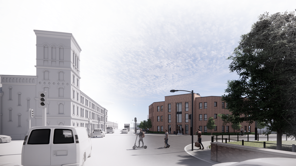 Artist's impression of new three-storey temporary accommodation building