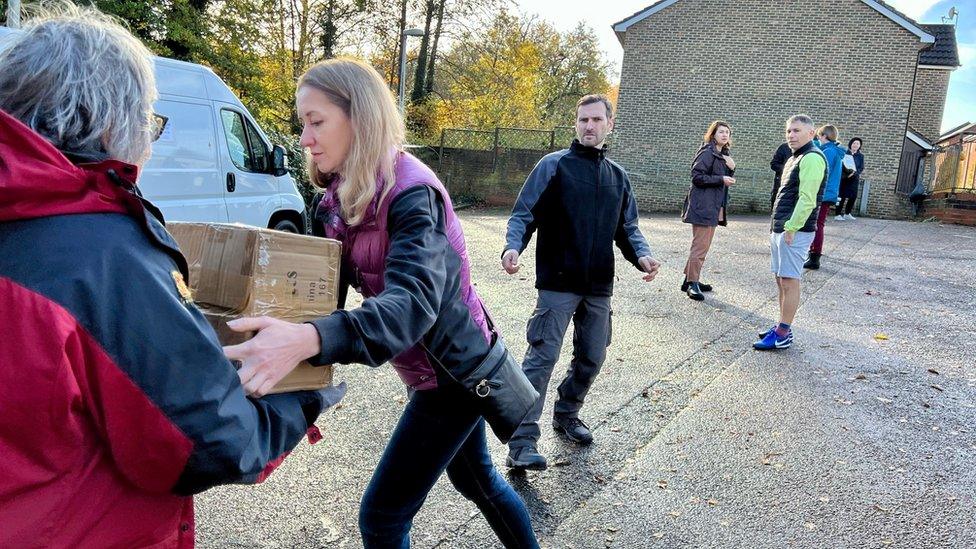 Aid for Ukraine being loaded