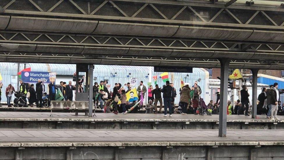 Protest at Piccadilly station