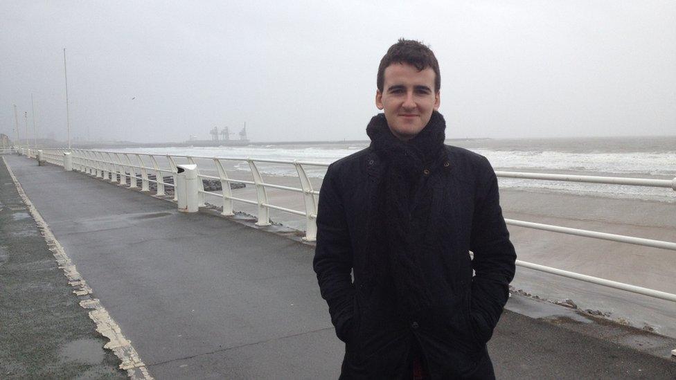 PHD student Bleddyn Penny at Aberavon beach