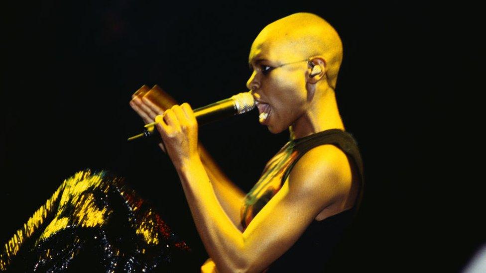 Skin headlining Glastonbury Festival with Skunk Anansie in 1999