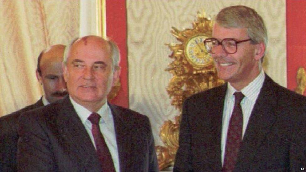 Sir John Major and Mikhail Gorbachev