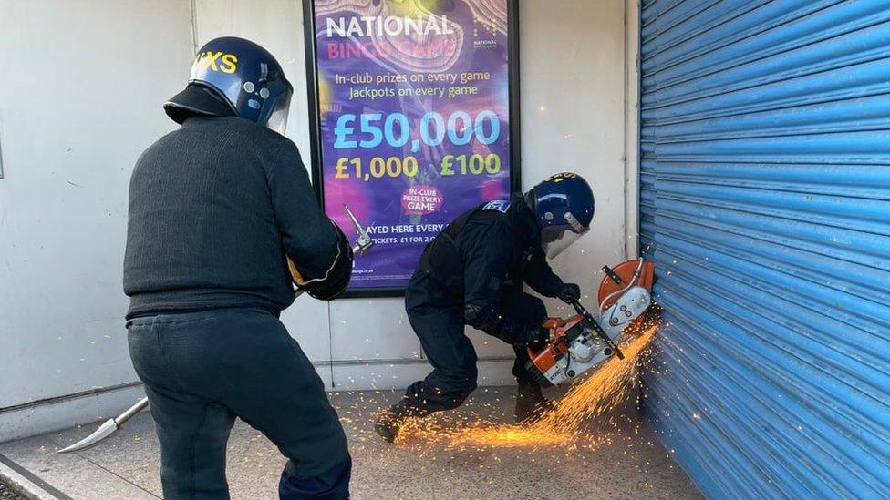 Police getting into the former bingo hall