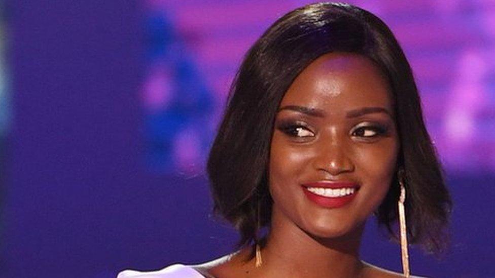 Miss Uganda Quiin Abenakyo walks on stage during the 68th Miss World contest final in Sanya, on the tropical Chinese island of Hainan on December 8, 2018.