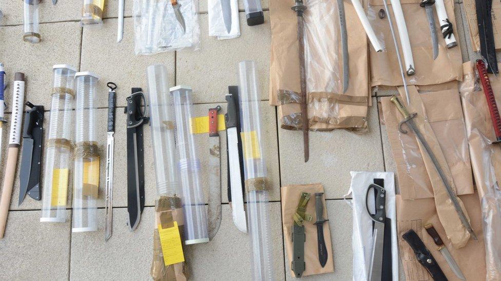 Pictures of weapons seized