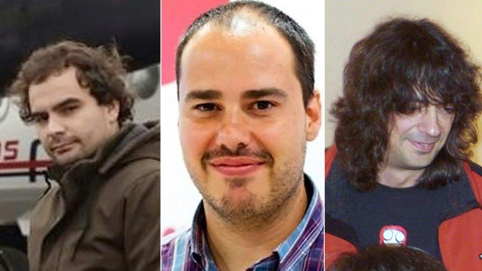 combination image of file photos of three journalists