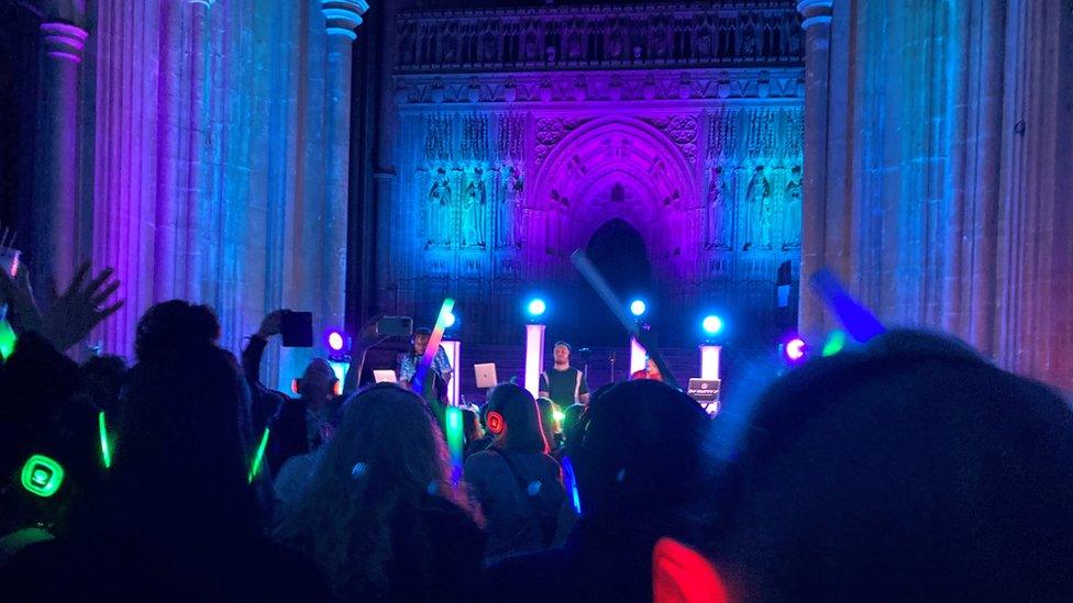 A silent disco inside a cathedral