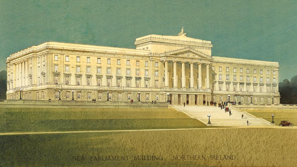 Artwork of Stormont, Belfast, Northern Ireland, by architect Arnold Thornely - 1932