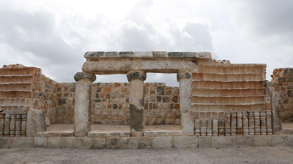 The ruins of a Mayan site, called Xiol