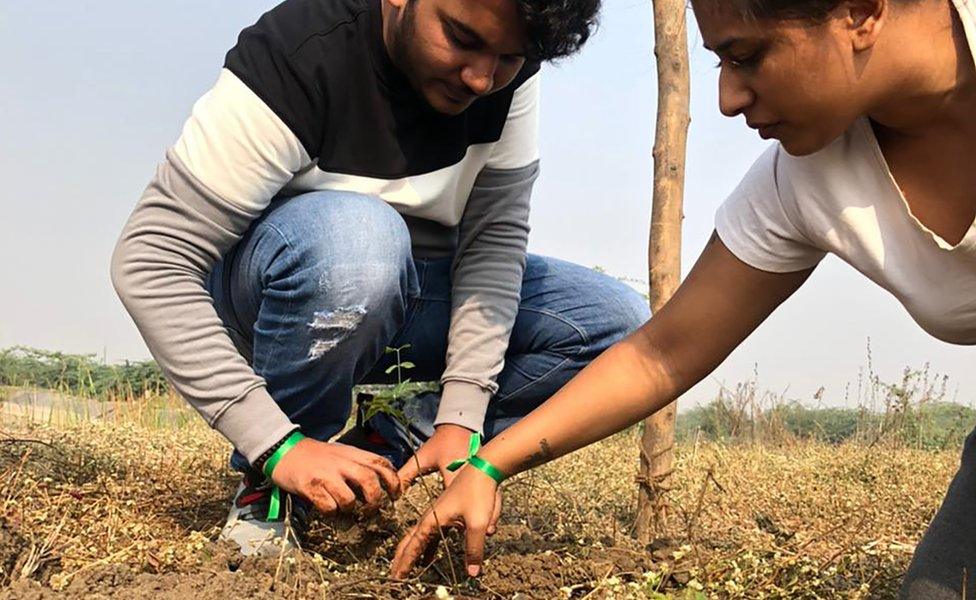 KidsRights Foundation volunteers planting trees in India