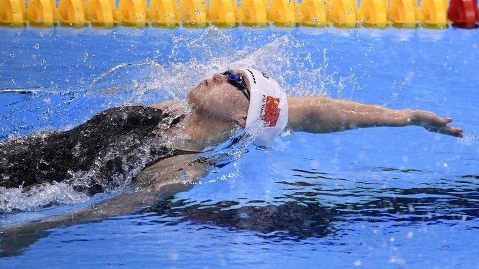 Fu Yuanhui competes in the 100m final in Rio