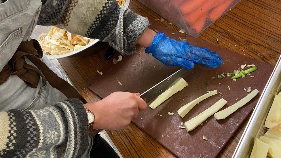 Chopping vegetables
