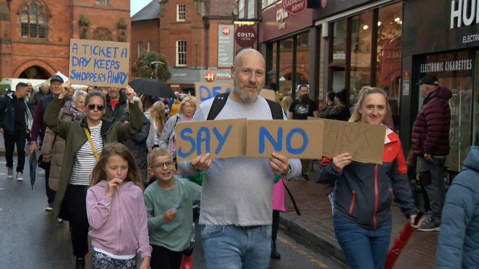 Protestors in Sandbach