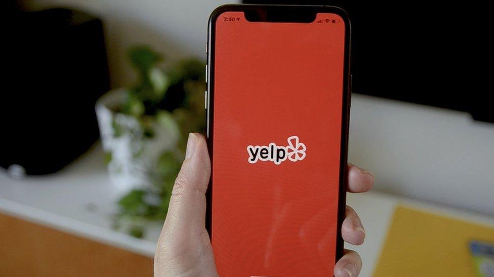 Yelp on a phone