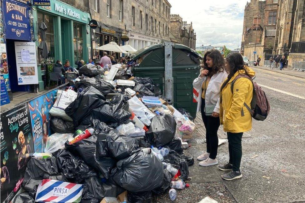 rubbish piled up in Edinburgh