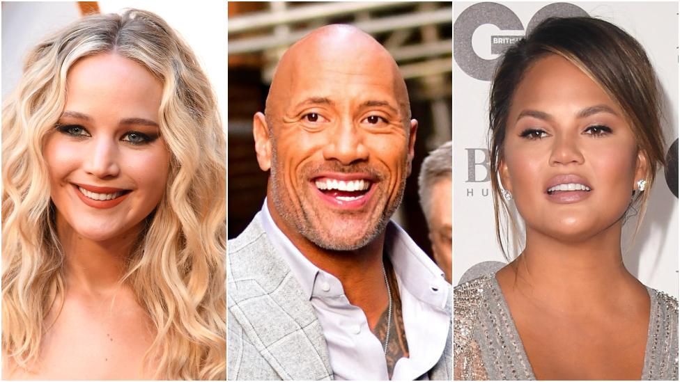 Jennifer Lawrence, The Rock and Chrissy Teigen