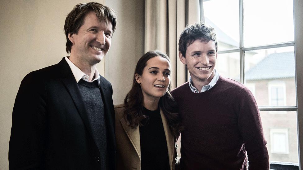 Tom Hooper, Alicia Vikander and Eddie Redmayne