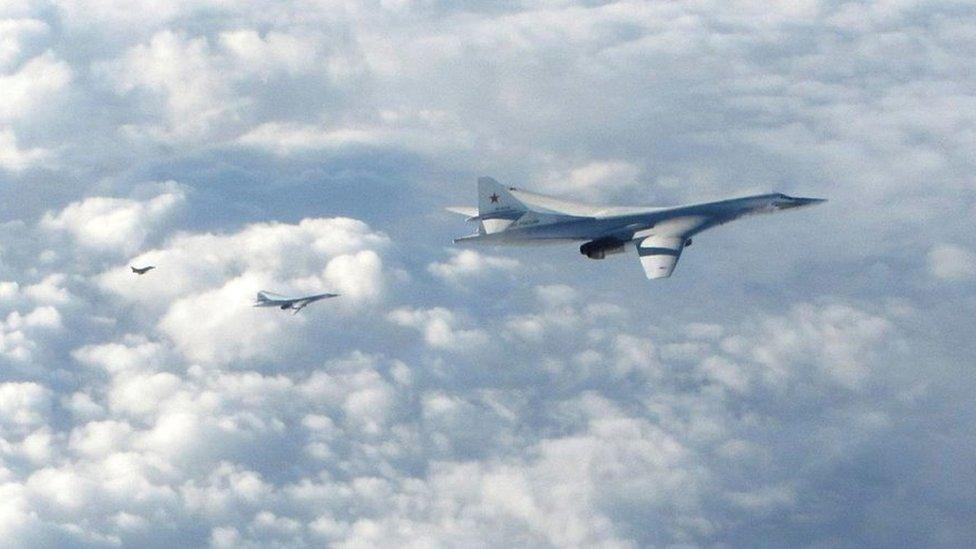 RAF Typhoon and Russian Blackjack bombers