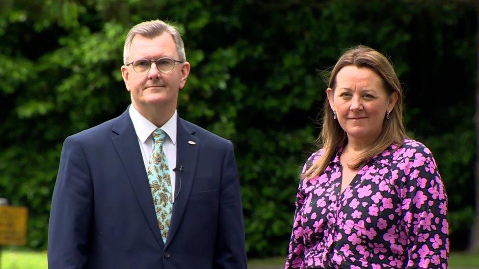 Sir Jeffrey Donaldson and DUP deputy leader Paula Bradley