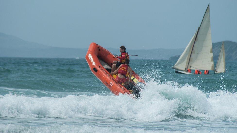 Lifeguards at Newgale beach, Pembrokeshire, taken by Steve Huggett from Gorslas, Carmarthenshire.