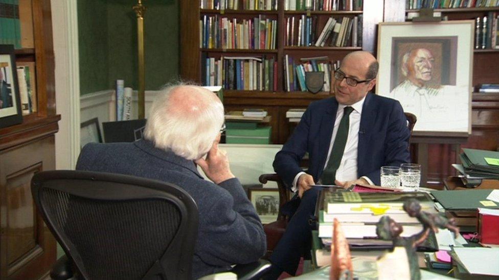 President Michael D Higgins speaking to the BBC's Nick Robinson